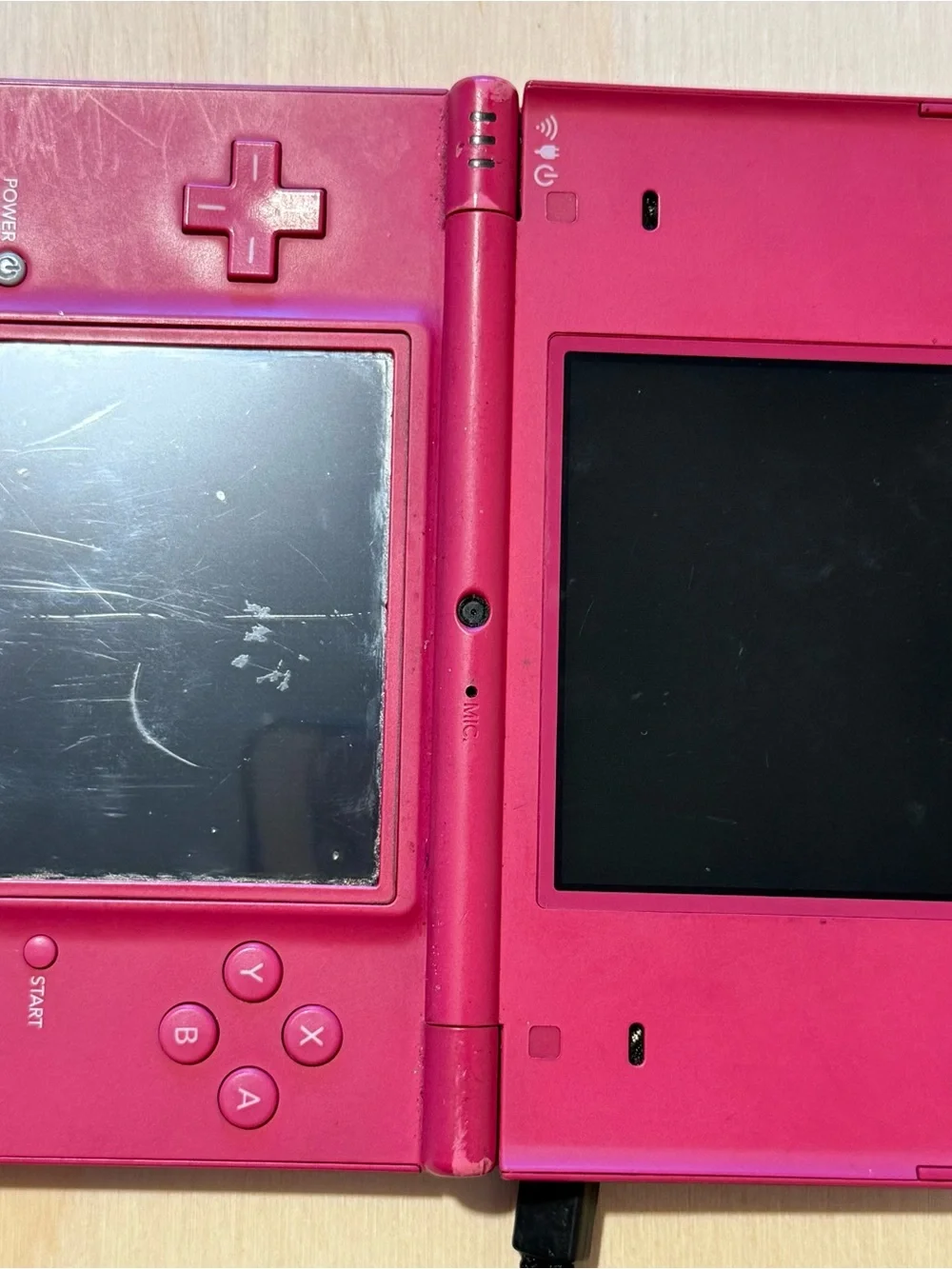 Nintendo DSi Console Hot Pink No Charger Tested Good Loose Top Hinge Read Info!